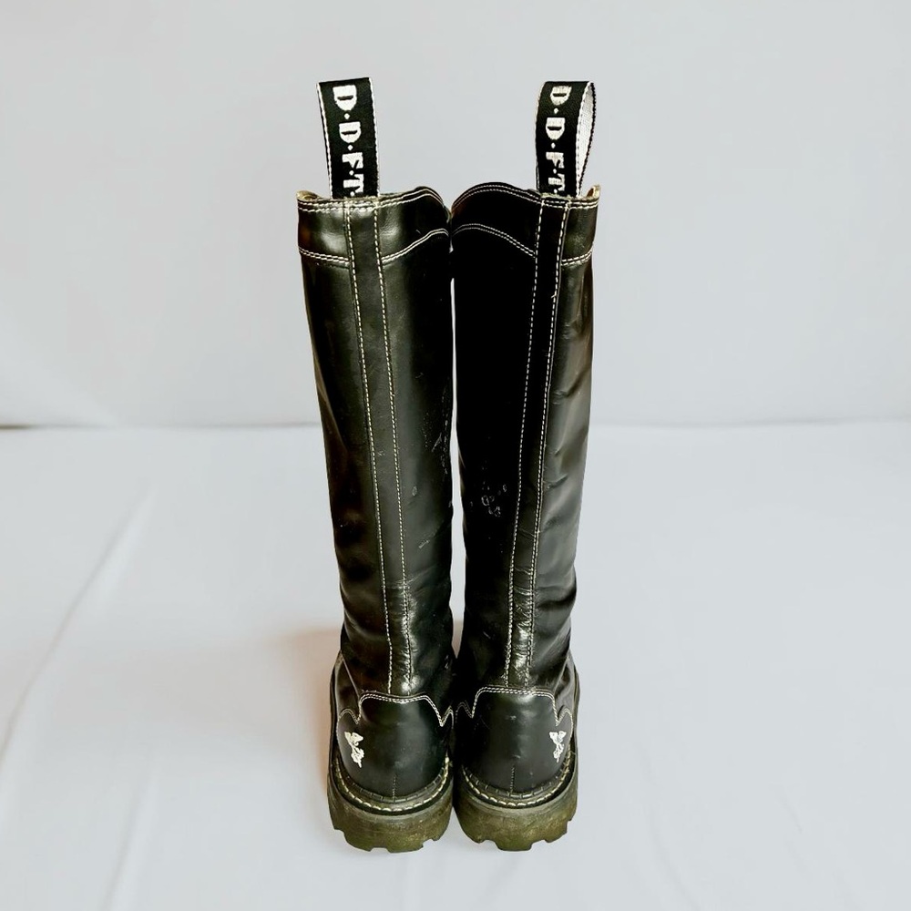John Fluevog Genuine Leather Vintage Black Lace Up Boots - Picture 3 of 10